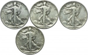 USA, 1/2 dollar set 1943 S/San Francisco, 1942, 1943, 1944 D/Denver (4 pieces).
