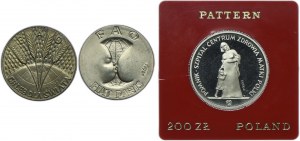 PRL set, 10 zloty 1971 FAO FIAT PANIS, FAO Bread for the World, 200 zloty 1985 PRÓBA (3pcs).