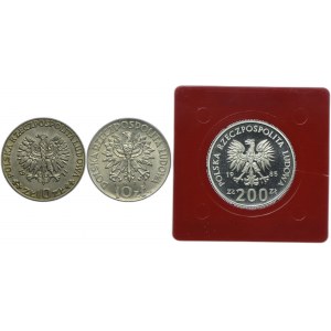 PRL, 10 złotych 1971 FAO FIAT PANIS, FAO CHLEB DLA ŚWIATA, 200 złotych 1985 PRÓBA (3szt.)