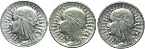 Set II RP, 10 gold 1932, Head of a Woman (3pcs).