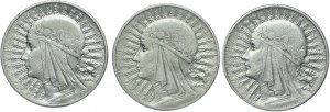 Set II RP, 10 gold 1932, Head of a Woman (3pcs).