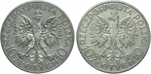 Set II RP, 10 zloty 1932 Head of a Woman (2pcs).
