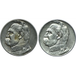 II RP, zestaw 5 złotych 1934, 1936 Józef Piłsudski (2szt.)