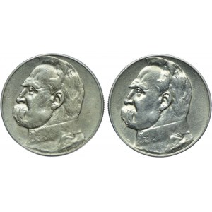 II RP, zestaw 5 złotych 1934, 1936 Józef Piłsudski (2szt.)