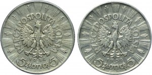 Set II RP, 5 gold 1934, 1936 Józef Piłsudski (2pcs).