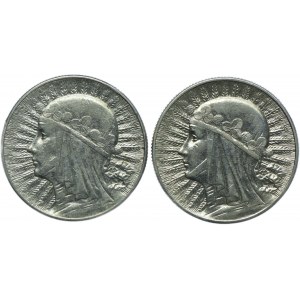 Zestaw II RP, 5 złotych 1933, 1934 Głowa Kobiety (2szt.)