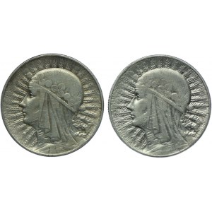 Zestaw II RP, 5 złotych 1933, Głowa Kobiety (2szt.)