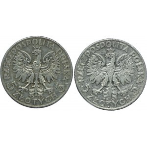 Zestaw II RP, 5 złotych 1933, Głowa Kobiety (2szt.)
