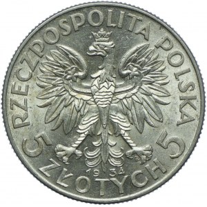 5 złotych 1934, Głowa Kobiety