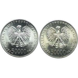 Zestaw PRL, 50.000 złotych 1988, Józef Piłsudski (2szt.)