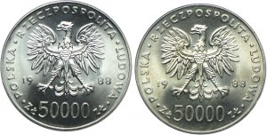 People's Republic of Poland set, 50,000 gold 1988, Jozef Pilsudski (2pcs).