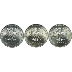 PRL, 10.000 złotych 1987 Jan Paweł II (3szt.)