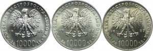 PRL set, 10,000 gold 1987, John Paul II (3pcs).