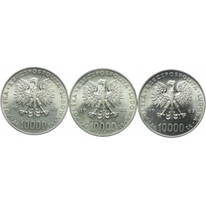 PRL, 10.000 złotych 1987 Jan Paweł II (3szt.)