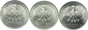 PRL set, 10,000 gold 1987, John Paul II (3pcs).