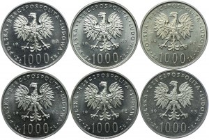 PRL set, 1000 gold 1982, 1983, John Paul II (6pcs).