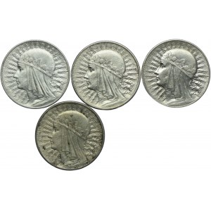 II RP, 10 złotych 1932, 1933 Głowa Kobiety (4szt.)