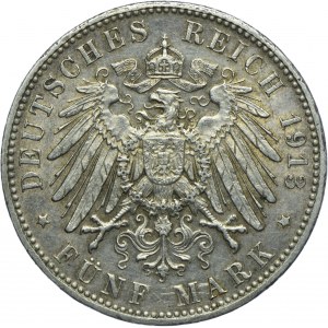 Niemcy, Bawaria, Otto, 3 marki 1913 D, Monachium