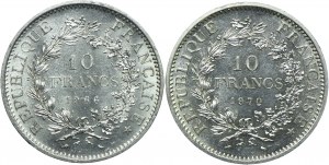 France, set of 10 francs 1966, 1970 Paris (2pcs).