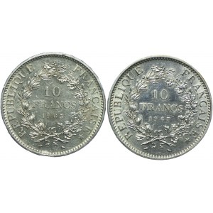 Francja, zestaw 10 franków 1965, 1967 Paryż (2szt.)