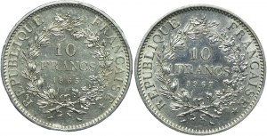 France, set of 10 francs 1965, 1967 Paris (2pc).