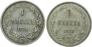 Finland, Alexander II, Alexander III Russian occupation, set of 1 marker 1874, 1893 (2 pieces).