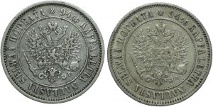 Finland, Alexander II, Alexander III Russian occupation, set of 1 marker 1874, 1893 (2 pieces).