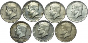USA, 1/2 dollar set 1966-1969 (7 pieces).