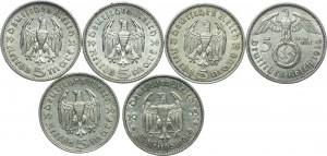 Germany, Third Reich, set of 5 marks 1935-1936 (6pcs).
