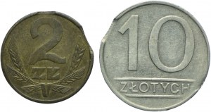 PRL set, 2 zloty 1985, 10 zloty 1987 DESTRUKT