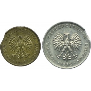 PRL, 2 złote 1987, 10 złotych 1985 - destrukty
