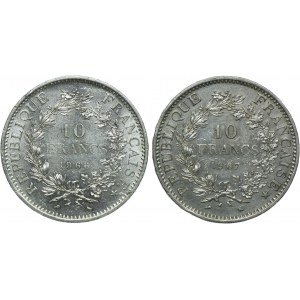 Francja, zestaw 10 franków 1966, 1967 Paryż (2szt.)