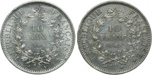 France, set of 10 francs 1966, 1967 Paris (2pc).