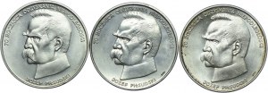 People's Republic of Poland set, 50,000 gold 1988, Jozef Pilsudski (3pc).