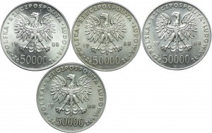 People's Republic of Poland set, 50,000 gold 1988, Jozef Pilsudski (4pc).