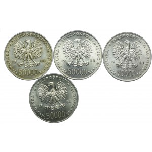 PRL, 50.000 złotych 1988 Józef Piłsudski (4szt.)