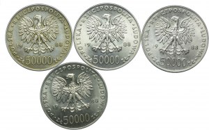 People's Republic of Poland set, 50,000 gold 1988, Jozef Pilsudski (4pc).