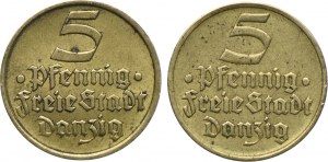 Free City of Danzig, set of 5 fenigs 1923 (2pcs).