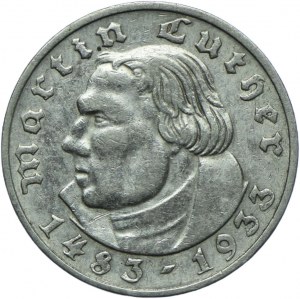 Germany, Third Reich, 2 marks 1933 E, Muldenhütten, Martin Luther