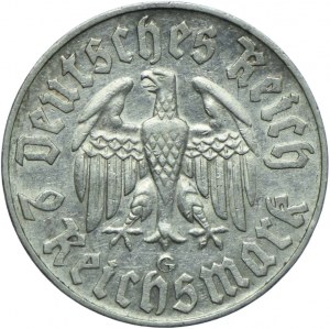 Germany, Third Reich, 2 marks 1933 G, Karlsruhe, Martin Luther