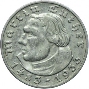 Germany, Third Reich, 2 marks 1933 J, Hamburg, Martin Luther