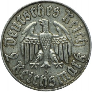 Niemcy, III Rzesza, 2 marki 1933 D, Monachium, Marcin Luter