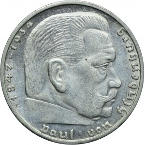 Niemcy, III Rzesza, 2 marki 1936 G, Karlsruhe, Paul von Hindenburg