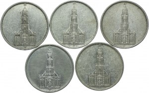 Germany, Third Reich, set of 5 marks 1934 Church (5pcs).