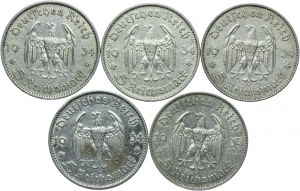 Germany, Third Reich, set of 5 marks 1934 Church (5pcs).