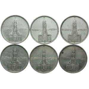 Niemcy, III Rzesza, zestaw 5 marek 1934 Kościół (6szt.)