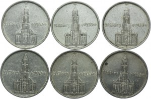 Germany, Third Reich, set of 5 marks 1934 Church (6pcs).