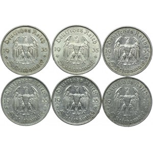 Niemcy, III Rzesza, zestaw 5 marek 1935 (6szt.)