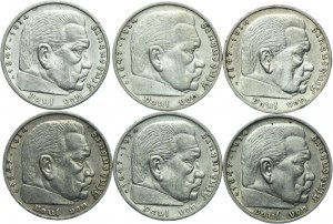 Germany, Third Reich, set of 5 marks 1937 (6pcs).