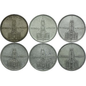 Niemcy, III Rzesza, zestaw 2 marki 1933-1934 Kościół (6szt.)